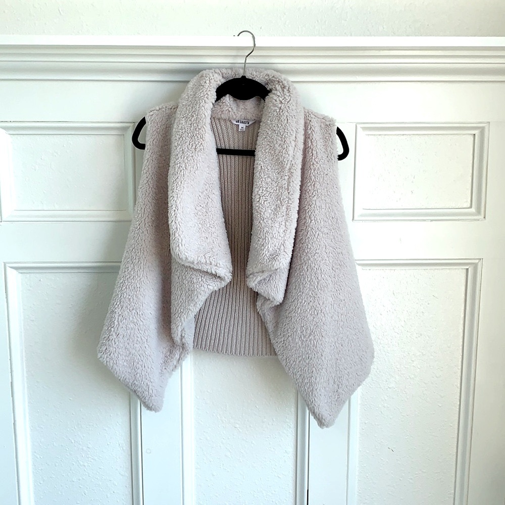 Faux Shearling and cable knit vest